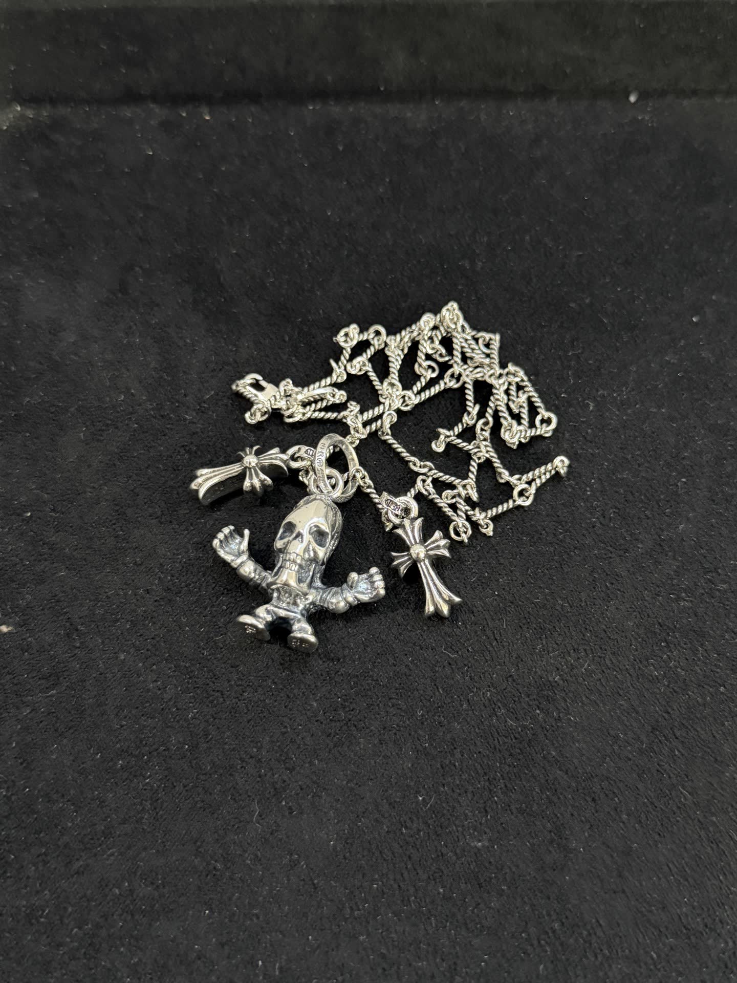 Chrome Hearts Silver Skull Pendant Necklace